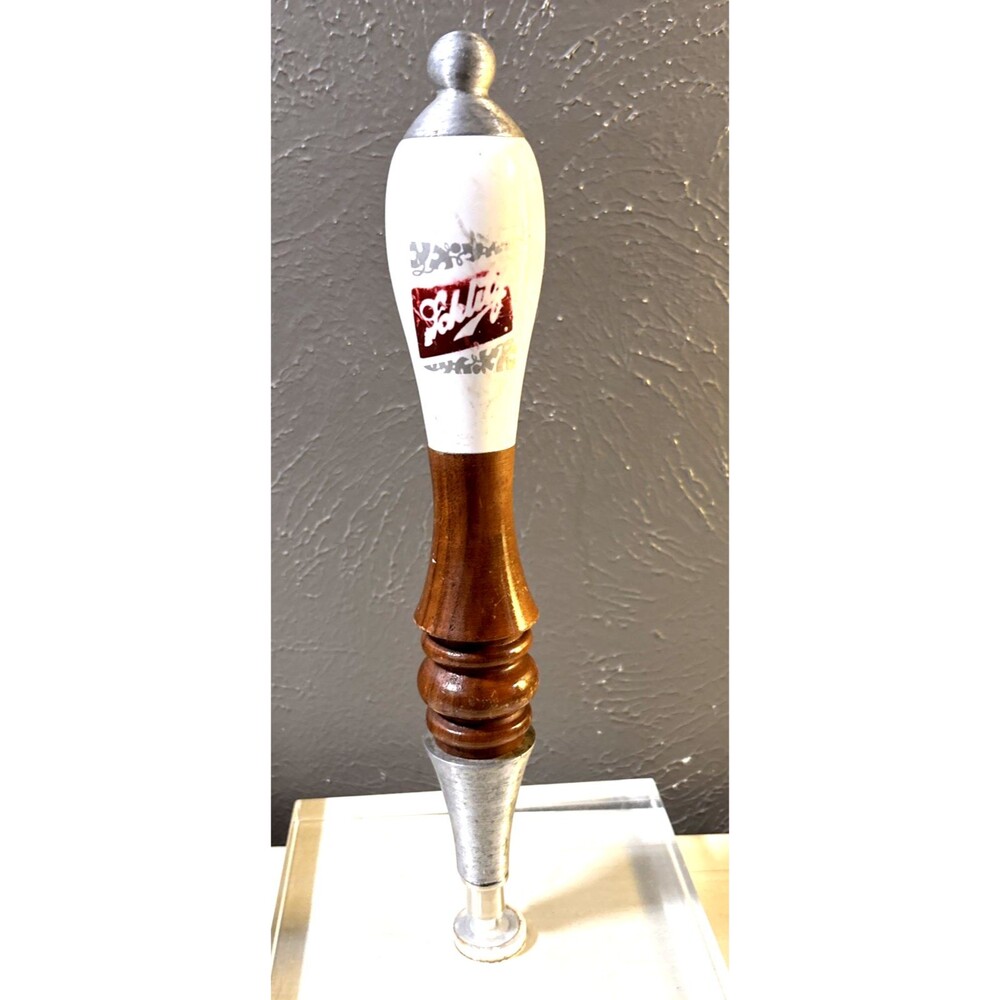Vintage Schlitz Beer Tap Handle White Ceramic Wood 11 in Long - Picture 2 of 4